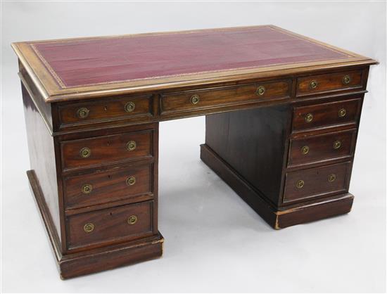 A Victorian mahogany pedestal partners desk, W.4ft 5.5in.